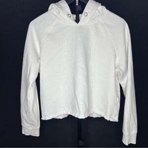 Women’s White Hooded Calvin Klein Crop Sweatshirt Size Large